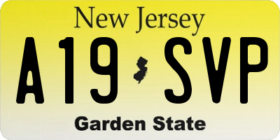 NJ license plate A19SVP