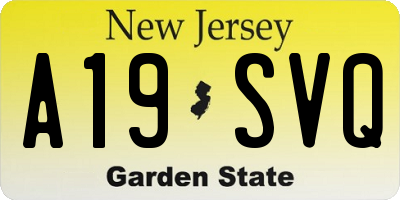 NJ license plate A19SVQ
