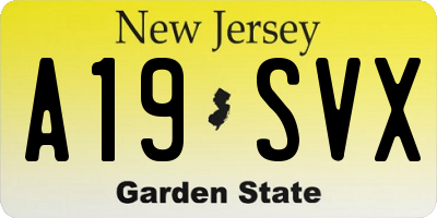 NJ license plate A19SVX