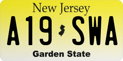 NJ license plate A19SWA