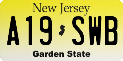 NJ license plate A19SWB