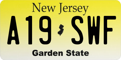 NJ license plate A19SWF