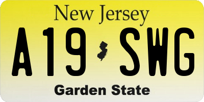 NJ license plate A19SWG