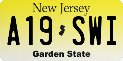 NJ license plate A19SWI