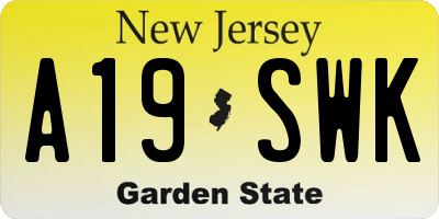NJ license plate A19SWK