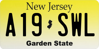 NJ license plate A19SWL