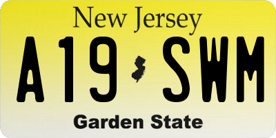 NJ license plate A19SWM