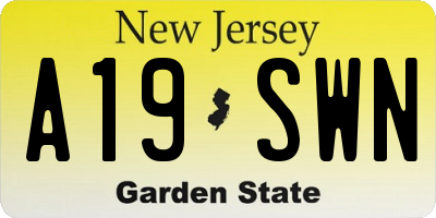 NJ license plate A19SWN