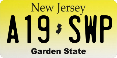 NJ license plate A19SWP
