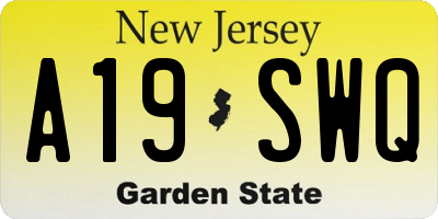 NJ license plate A19SWQ