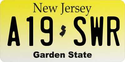 NJ license plate A19SWR
