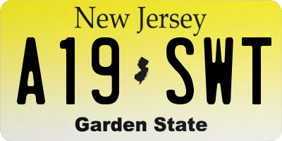 NJ license plate A19SWT