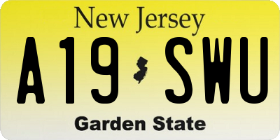 NJ license plate A19SWU