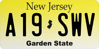NJ license plate A19SWV