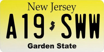 NJ license plate A19SWW