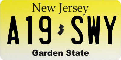 NJ license plate A19SWY