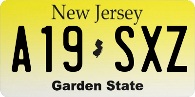 NJ license plate A19SXZ