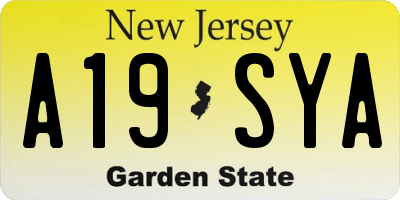 NJ license plate A19SYA