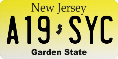 NJ license plate A19SYC