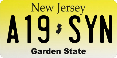 NJ license plate A19SYN