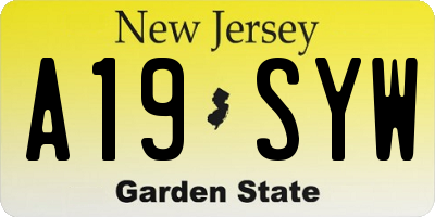 NJ license plate A19SYW