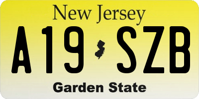 NJ license plate A19SZB