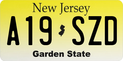 NJ license plate A19SZD