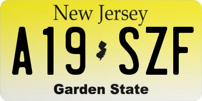NJ license plate A19SZF
