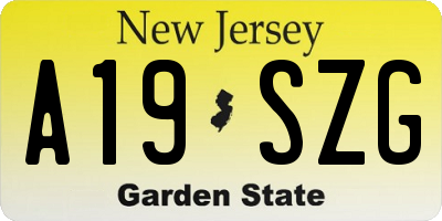 NJ license plate A19SZG