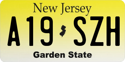 NJ license plate A19SZH