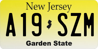NJ license plate A19SZM