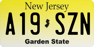 NJ license plate A19SZN