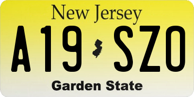 NJ license plate A19SZO