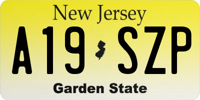 NJ license plate A19SZP