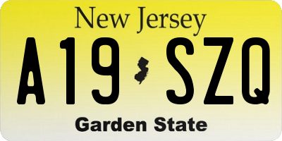 NJ license plate A19SZQ