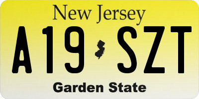 NJ license plate A19SZT