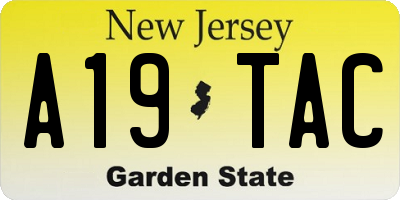 NJ license plate A19TAC