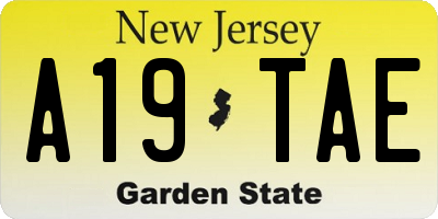 NJ license plate A19TAE