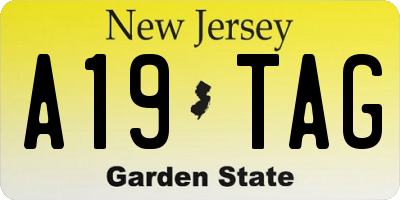 NJ license plate A19TAG