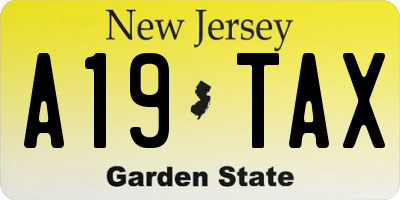 NJ license plate A19TAX