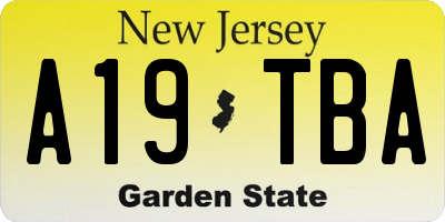 NJ license plate A19TBA