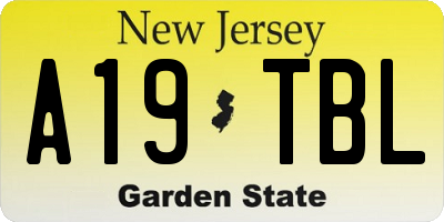 NJ license plate A19TBL