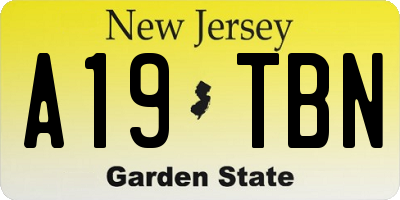 NJ license plate A19TBN