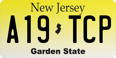 NJ license plate A19TCP