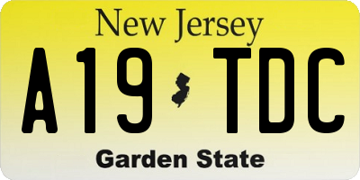 NJ license plate A19TDC