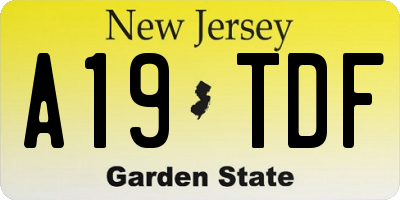 NJ license plate A19TDF