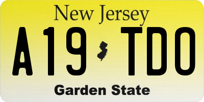 NJ license plate A19TDO
