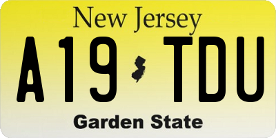 NJ license plate A19TDU