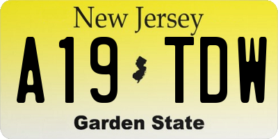 NJ license plate A19TDW