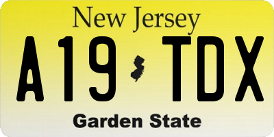 NJ license plate A19TDX